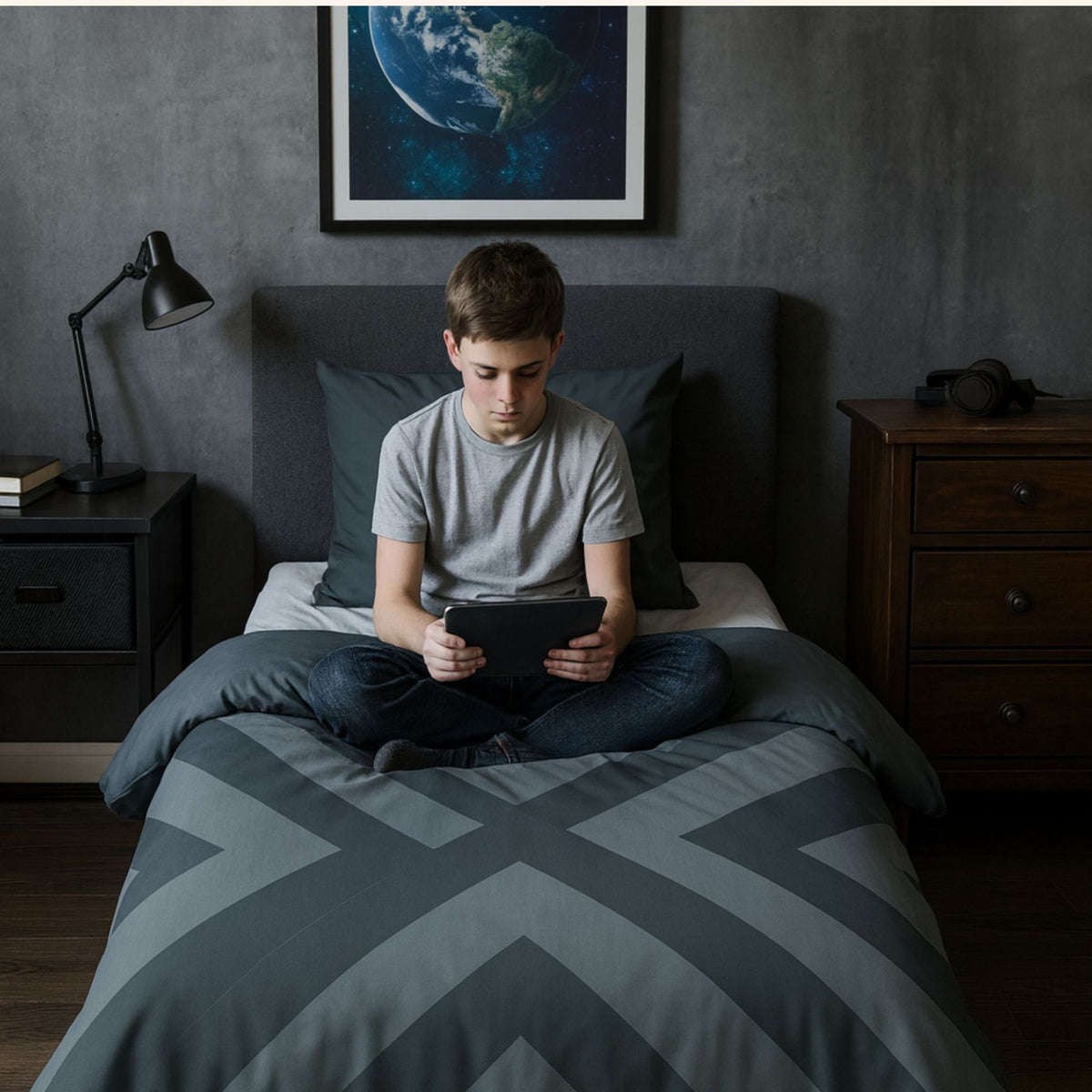 Drøm Night Grid - La couette sans housse pour ados |housse fixe |lavable
