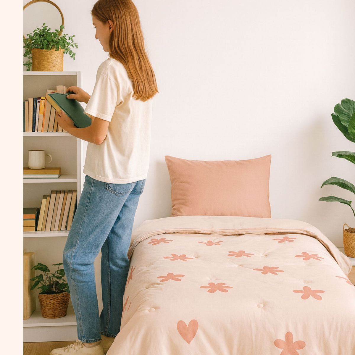 Drøm Rose Dawn - La couette sans housse pour adolescents |housse intégrée |lavable