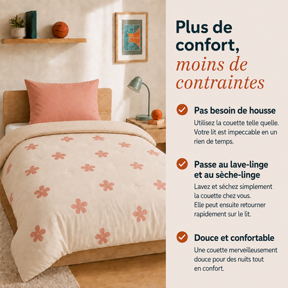 Drøm Rose Dawn - La couette sans housse pour adolescents |housse intégrée |lavable