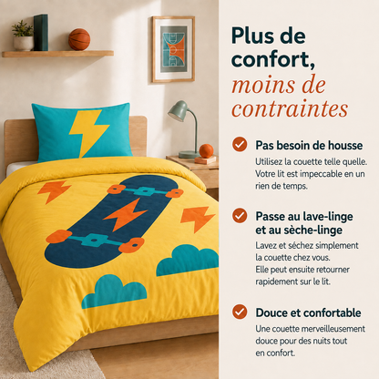 Good vibes - Skate Vibes - La couette sans housse pour enfants |housse fixe |lavable
