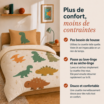 Snork Jurassic Joy - La couette sans housse pour enfants | housse intégrée | lavable